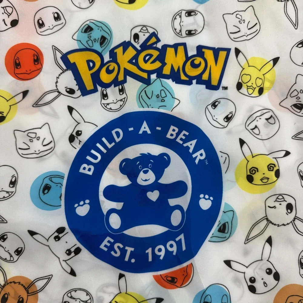 Build-A-Bear Pokemon Drawstring Bag Kids White Pikachu Eevee Cinch Sack